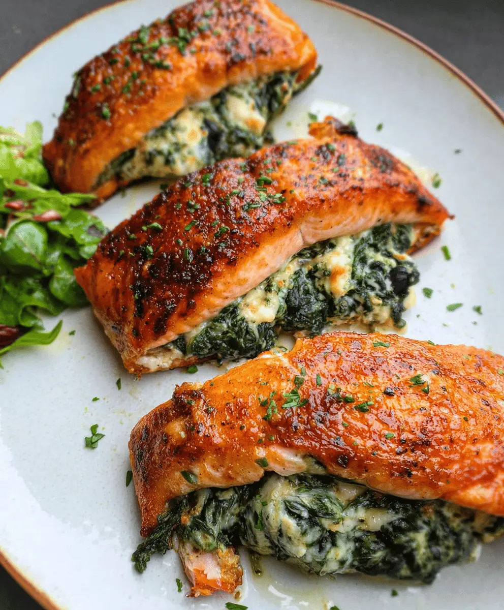 Healthy Blackened Salmon Stuffed With Spinach and Parmesan