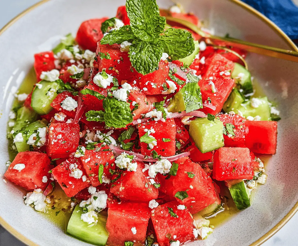 Easy Fresh Watermelon Feta Salad Recipe
