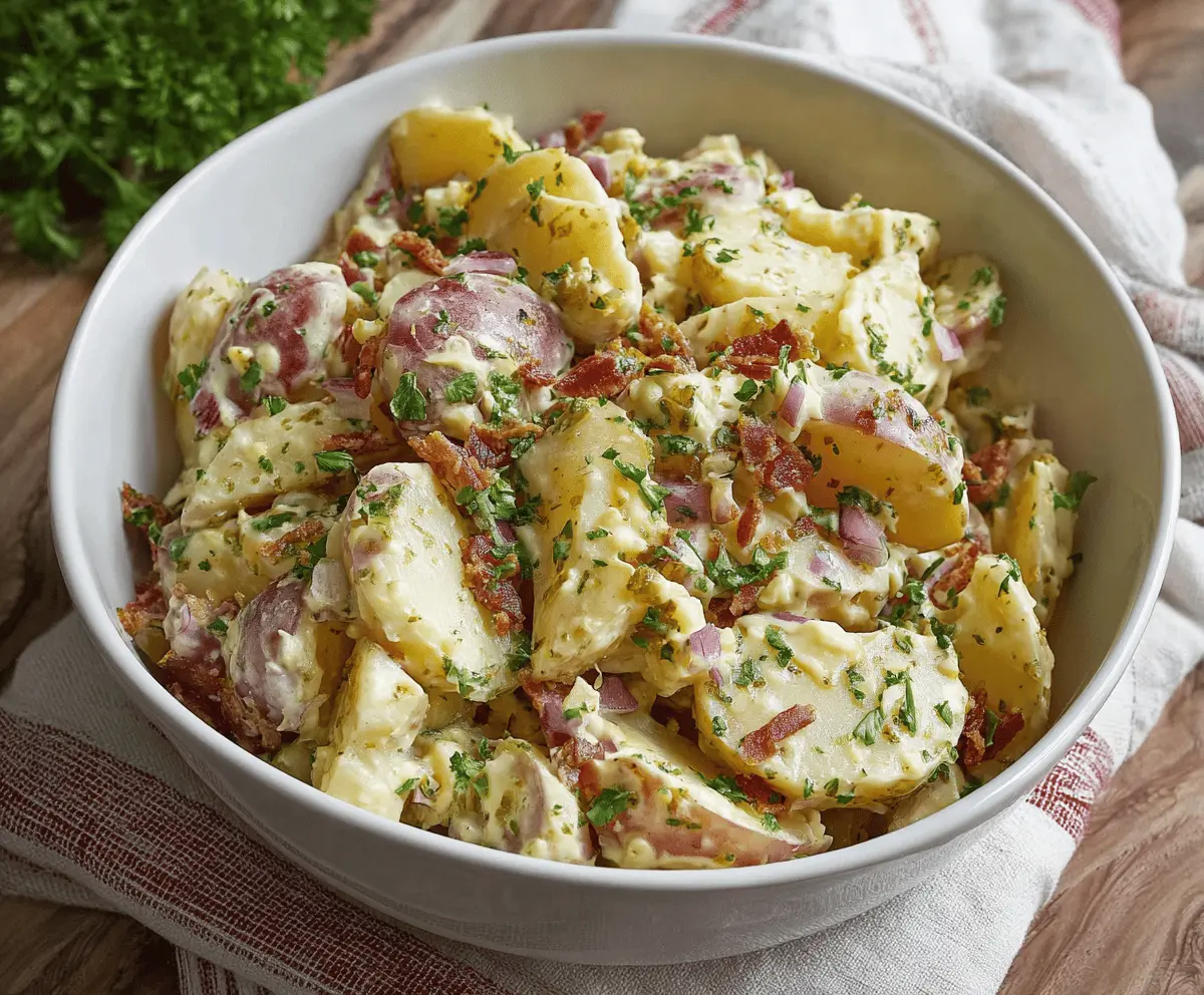 Classic German Potato Salad Recipe with Warm Bacon Dressing