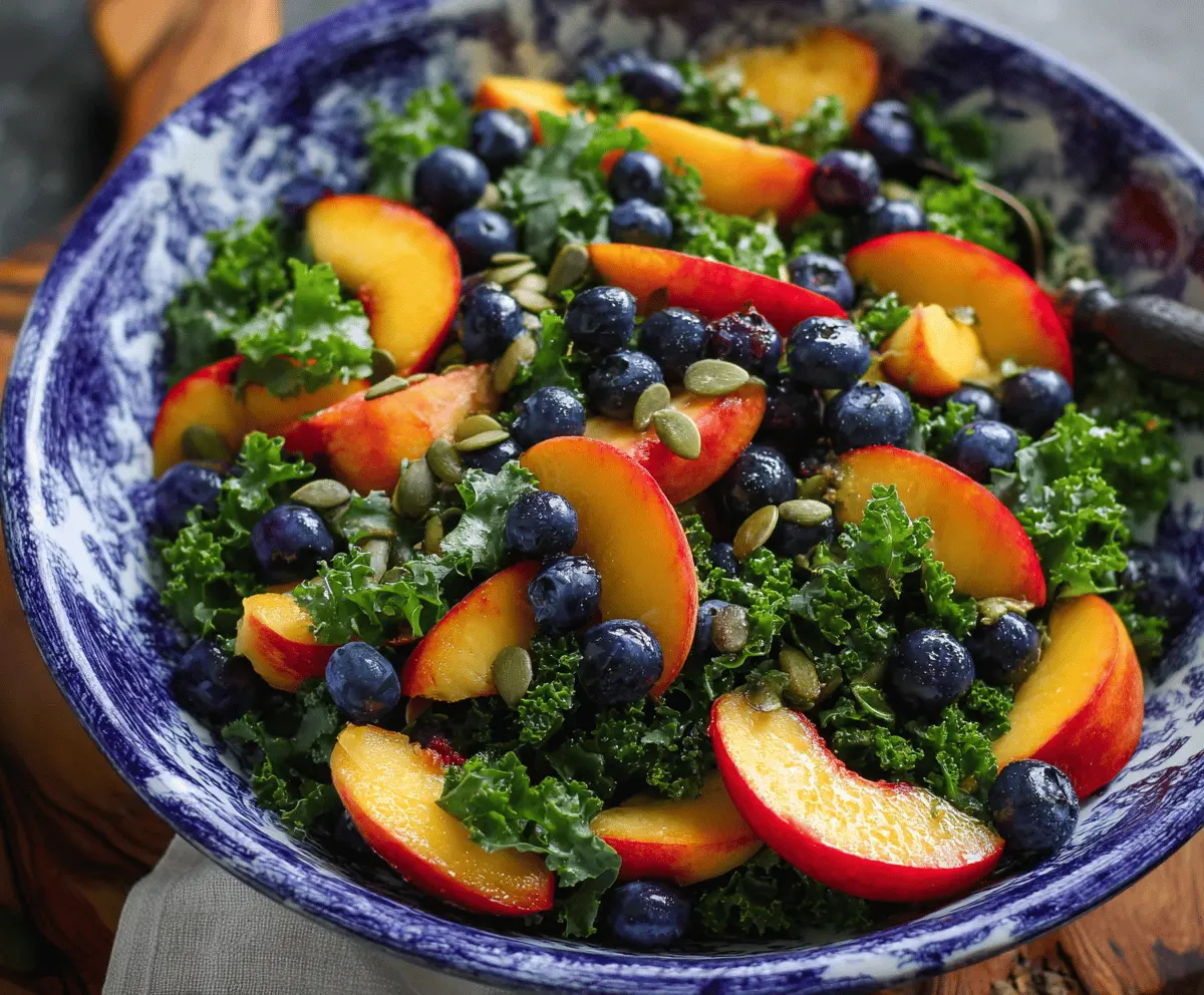 Refreshing Summer Peach and Blueberry Kale Salad Recipe