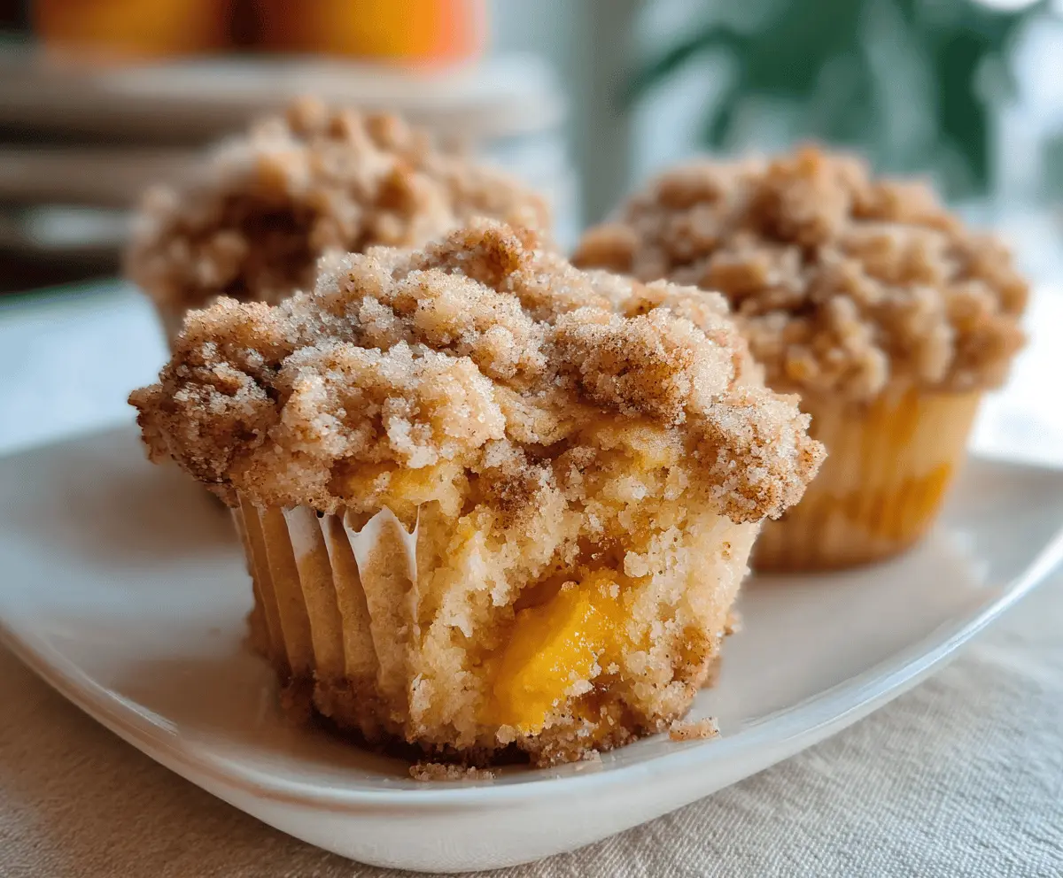 Easy Peach Muffins with Crumb Topping