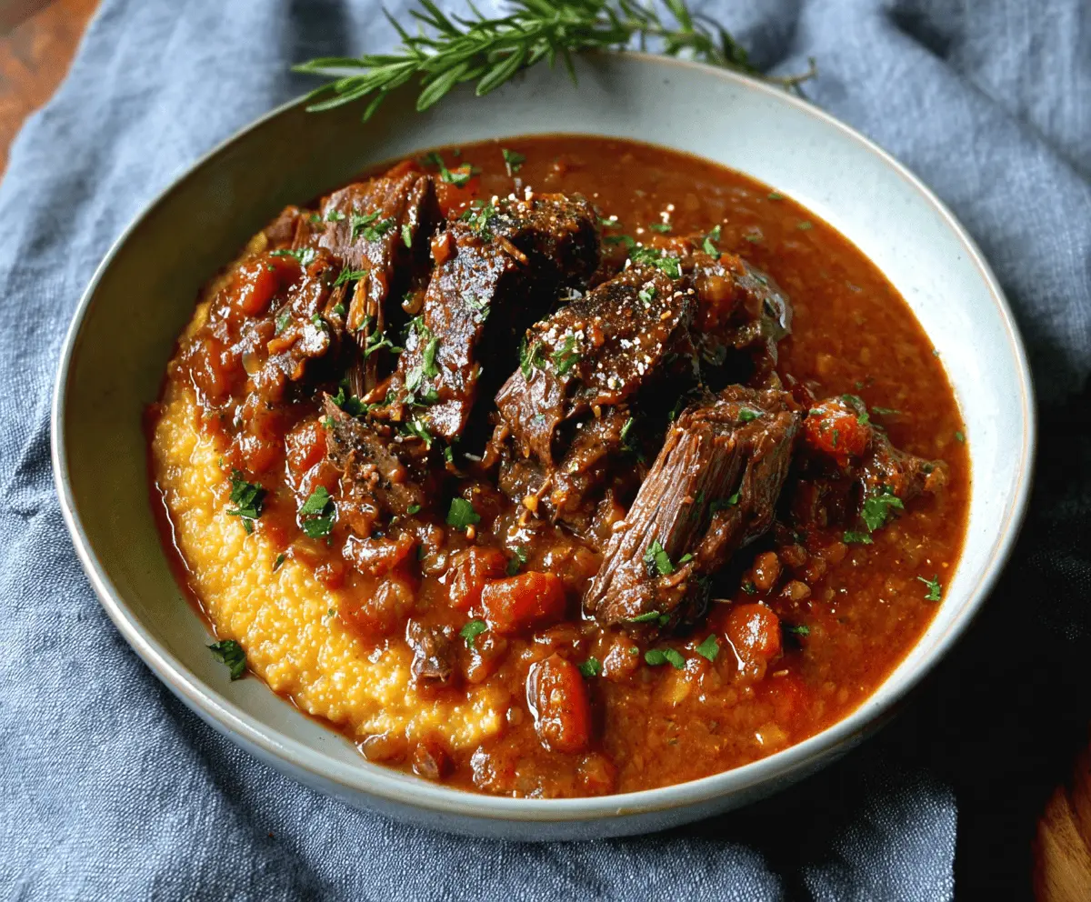 Tender Italian Pot Roast with Creamy Gorgonzola Polenta