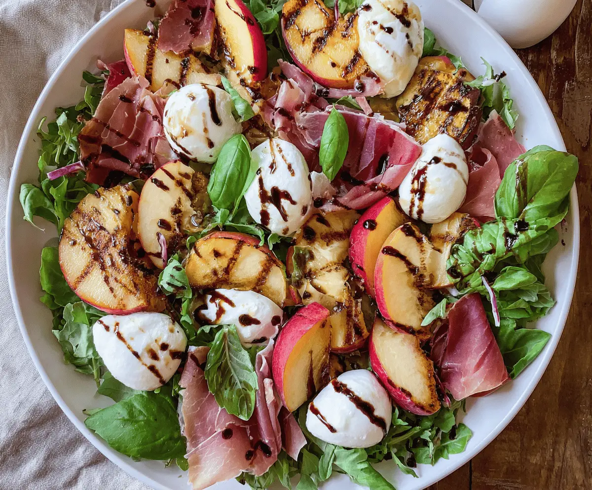 Grilled Nectarine Burrata Salad with Prosciutto