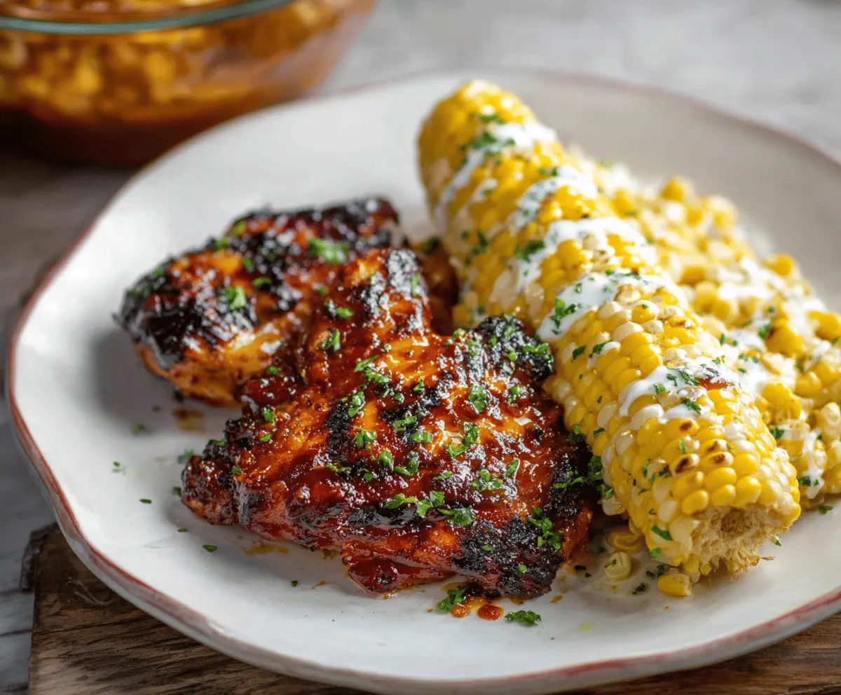 Chipotle BBQ Chicken with Creamy Grilled Corn
