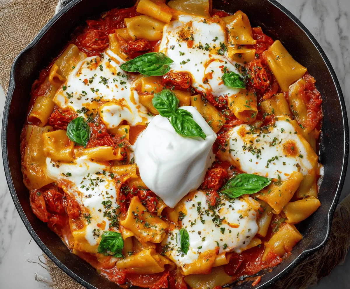 Creamy Baked Burrata Tomato Pasta Recipe