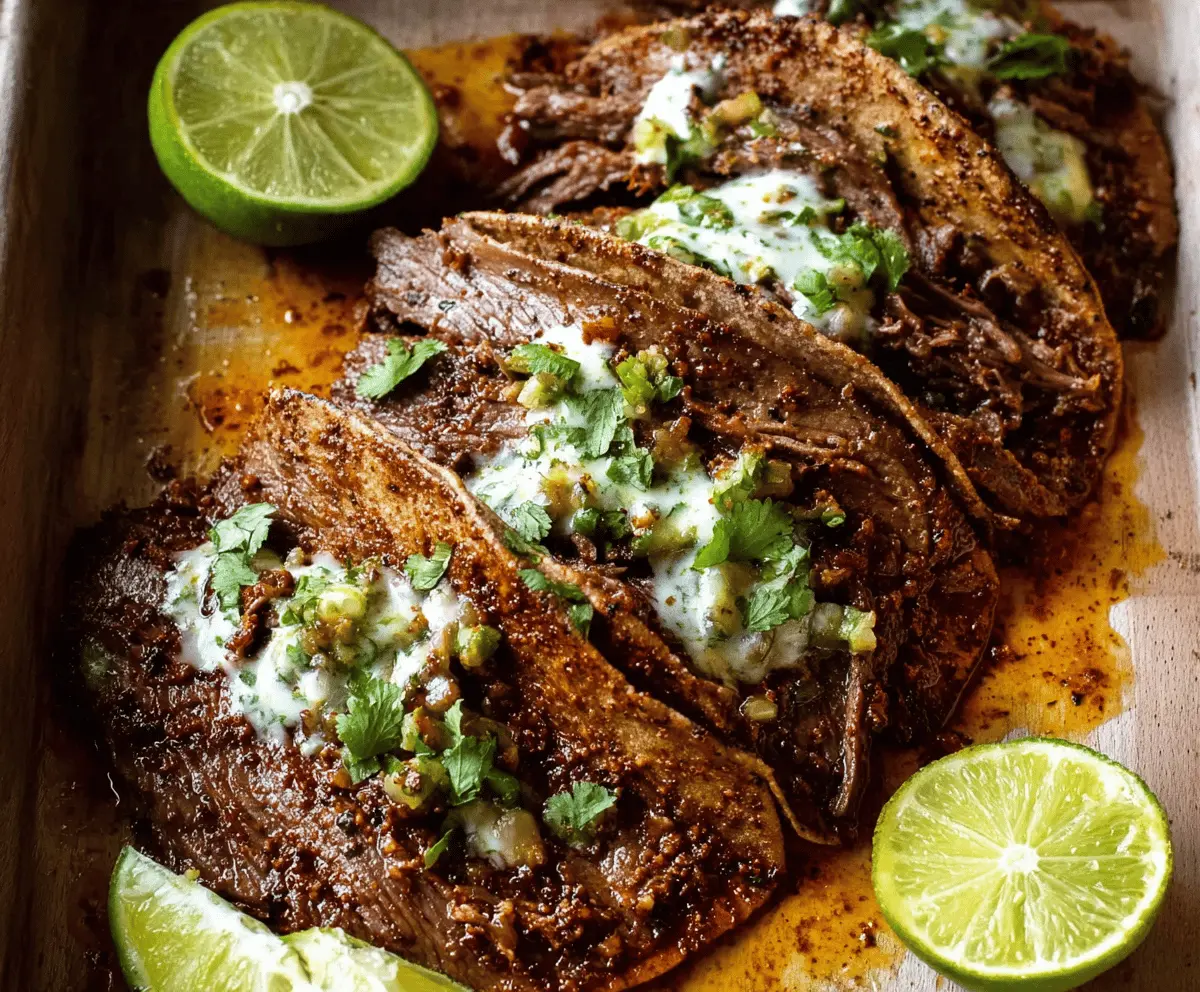 Easy Crockpot Carne Asada Tacos with Cilantro Lime Sauce