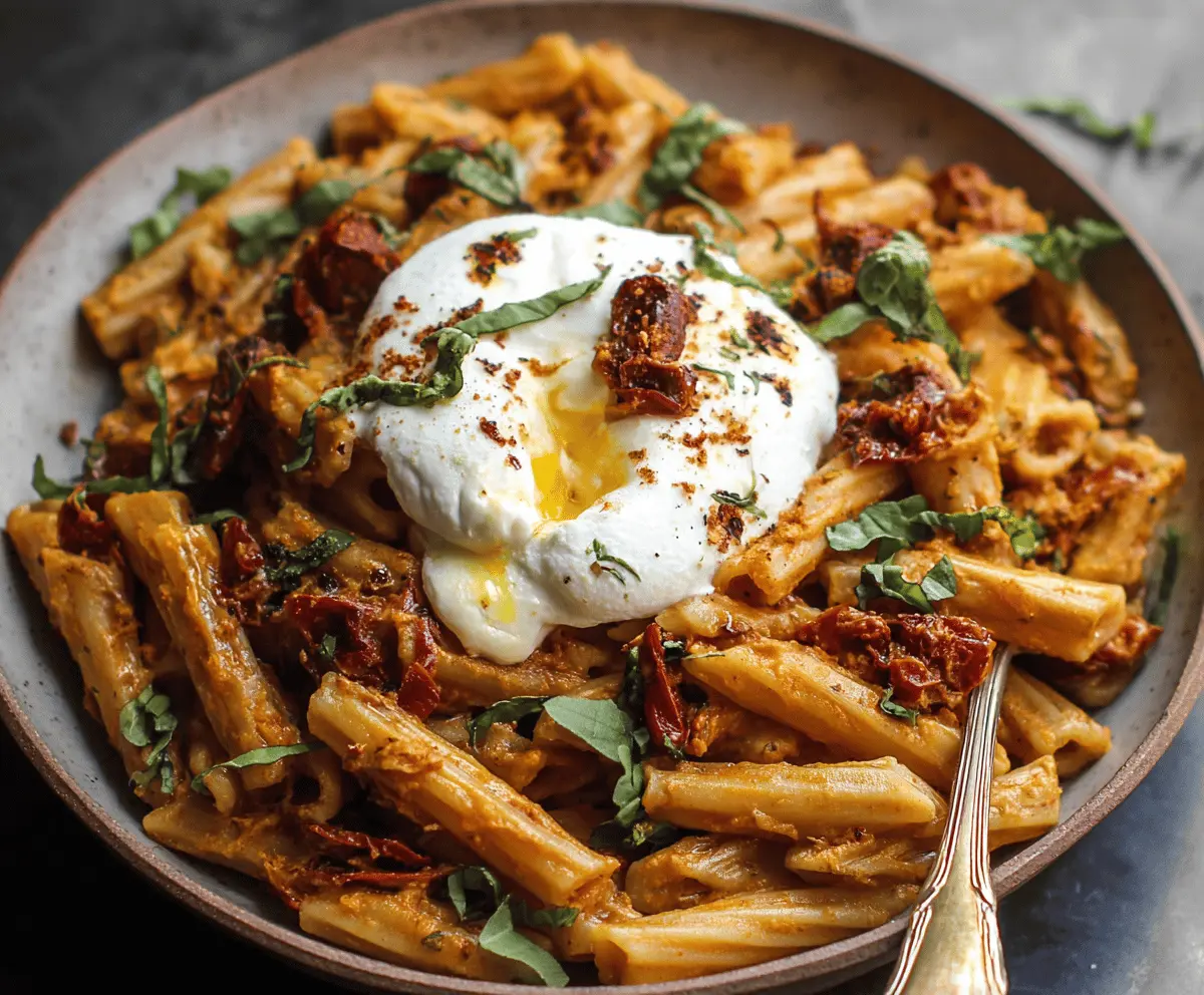 Creamy Sun-Dried Tomato Pasta with Melty Burrata