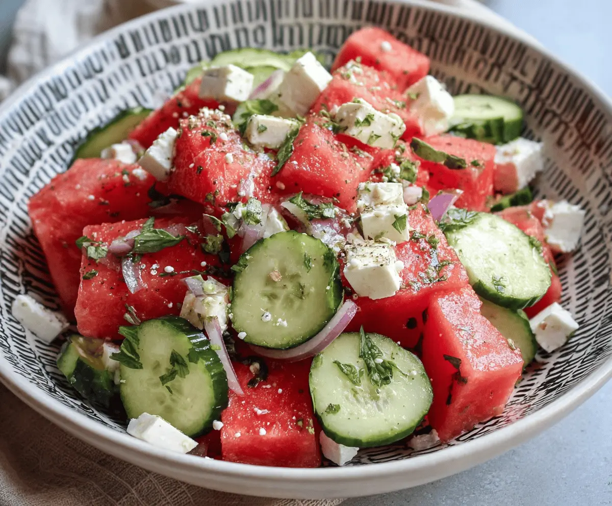 Refreshing Watermelon Cucumber Feta Salad Recipe