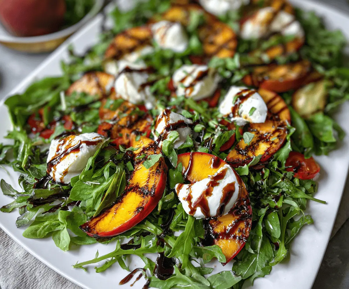 Fresh Grilled Peach Burrata Salad with Balsamic Drizzle