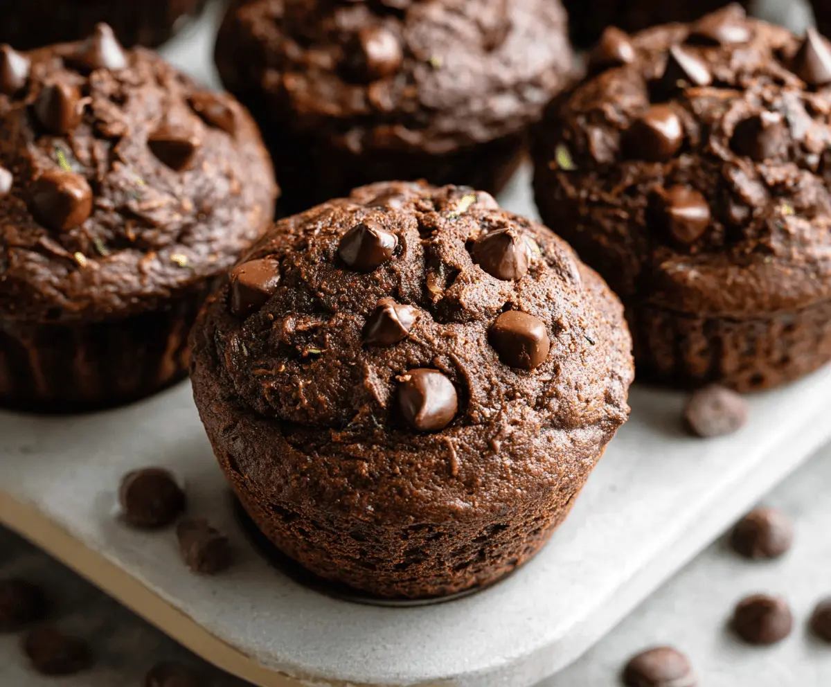 Healthy Moist Chocolate Zucchini Muffins Recipe
