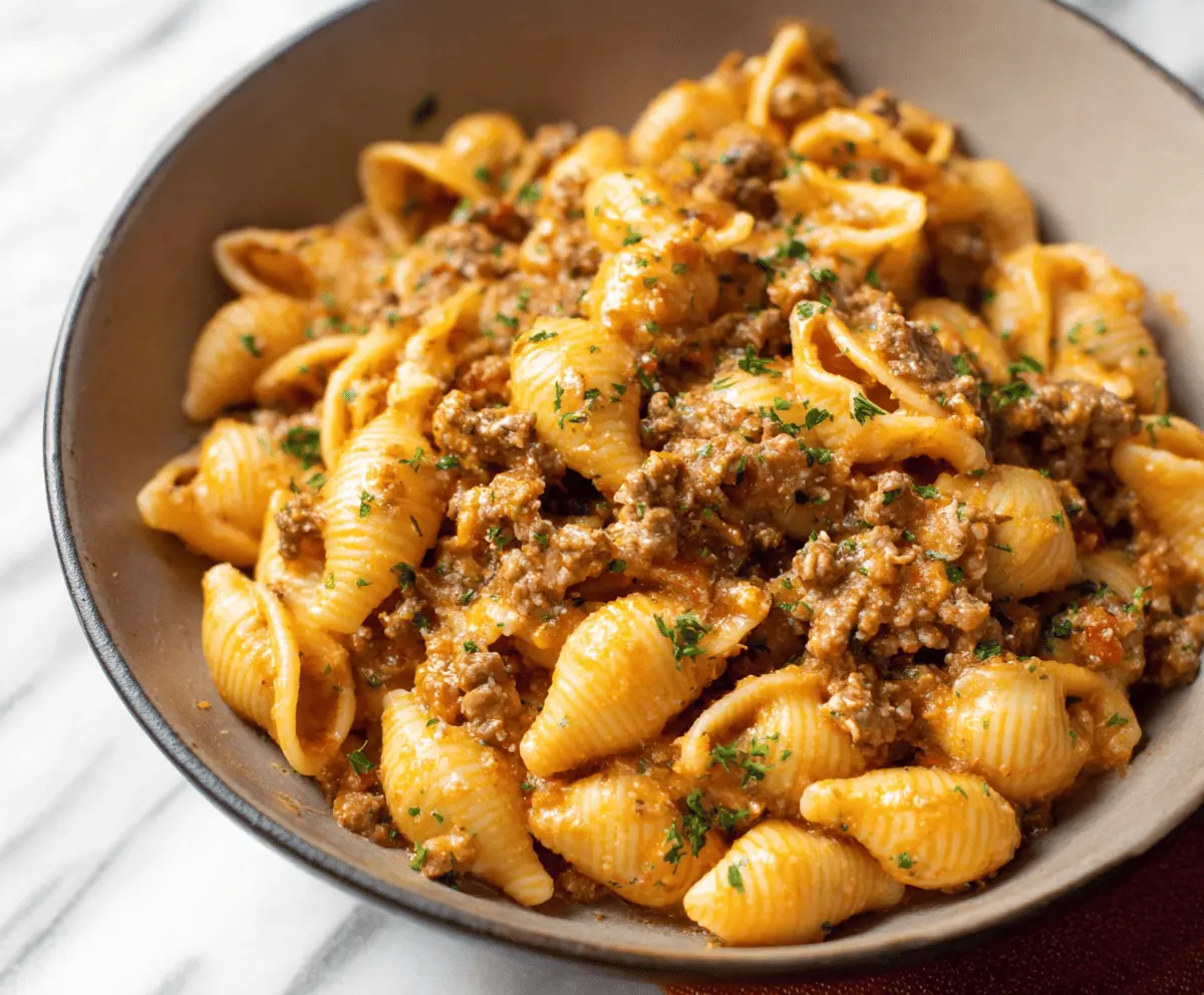 Creamy Beef and Shells Pasta Recipe