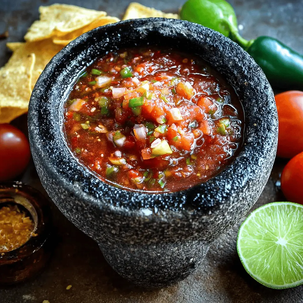 Authentic Mexican Salsa Made in a Molcajete