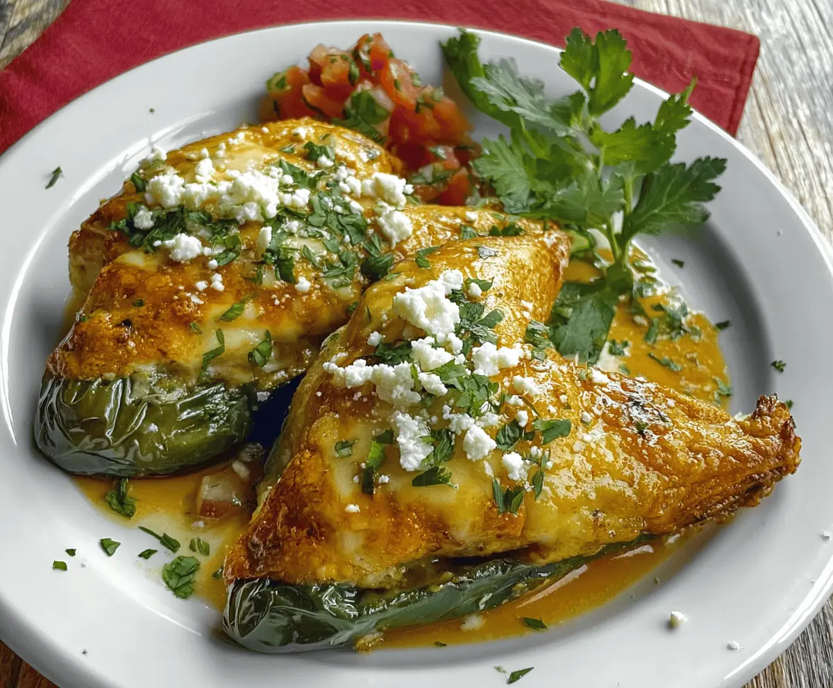 Delicious homemade Chile Relleno stuffed with cheese, coated in crispy batter, and topped with fresh cilantro on a white plate.