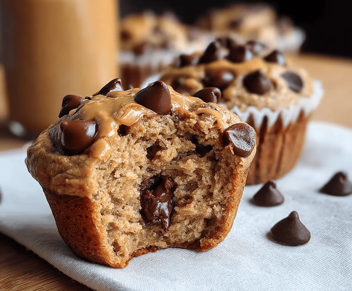 Healthy Greek Yogurt Peanut Butter Muffins with Chocolate Chips and Soft Centers, perfect for a nutritious breakfast or snack