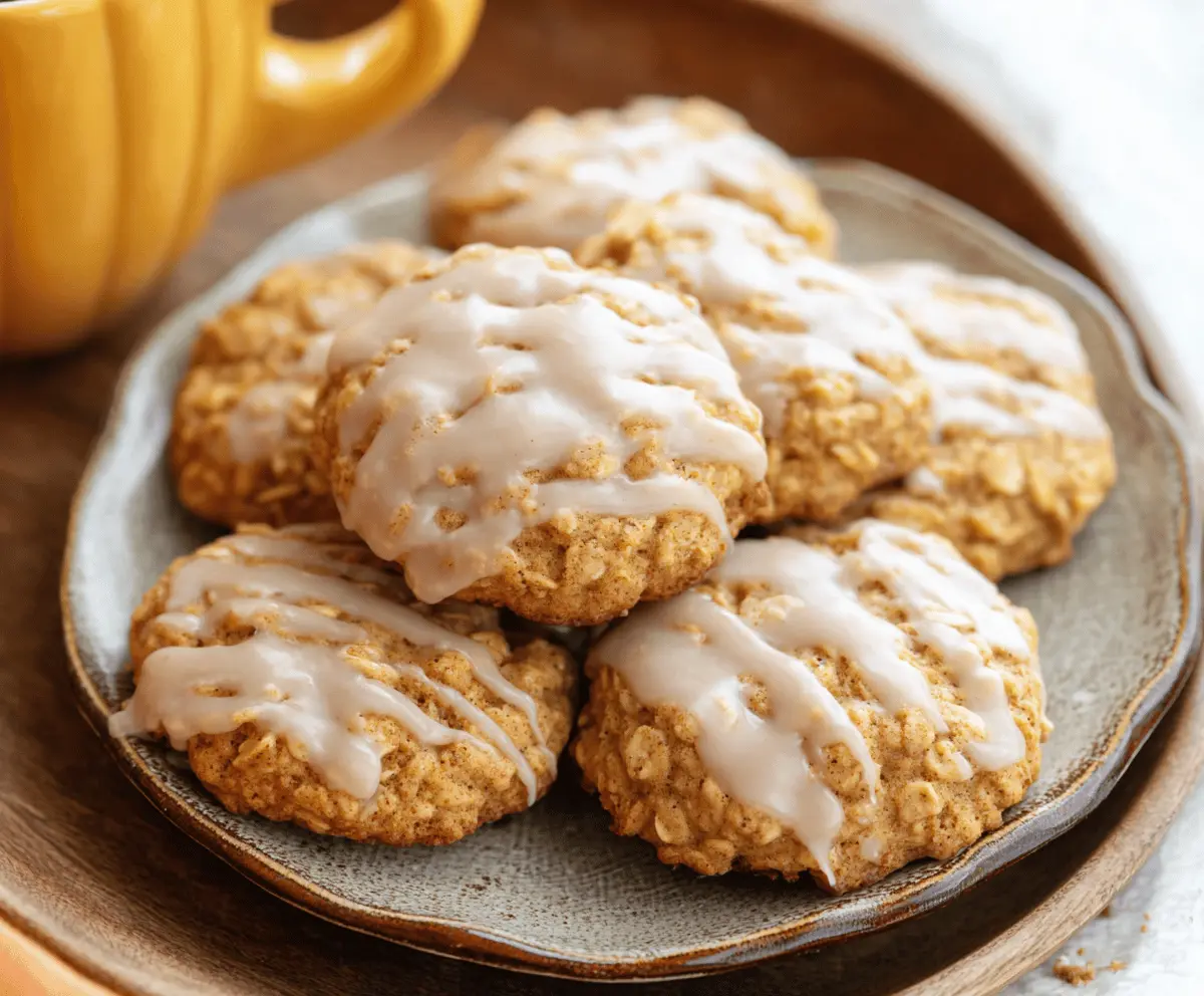 Pumpkin Oatmeal Cookies with Cinnamon Sugar Icing