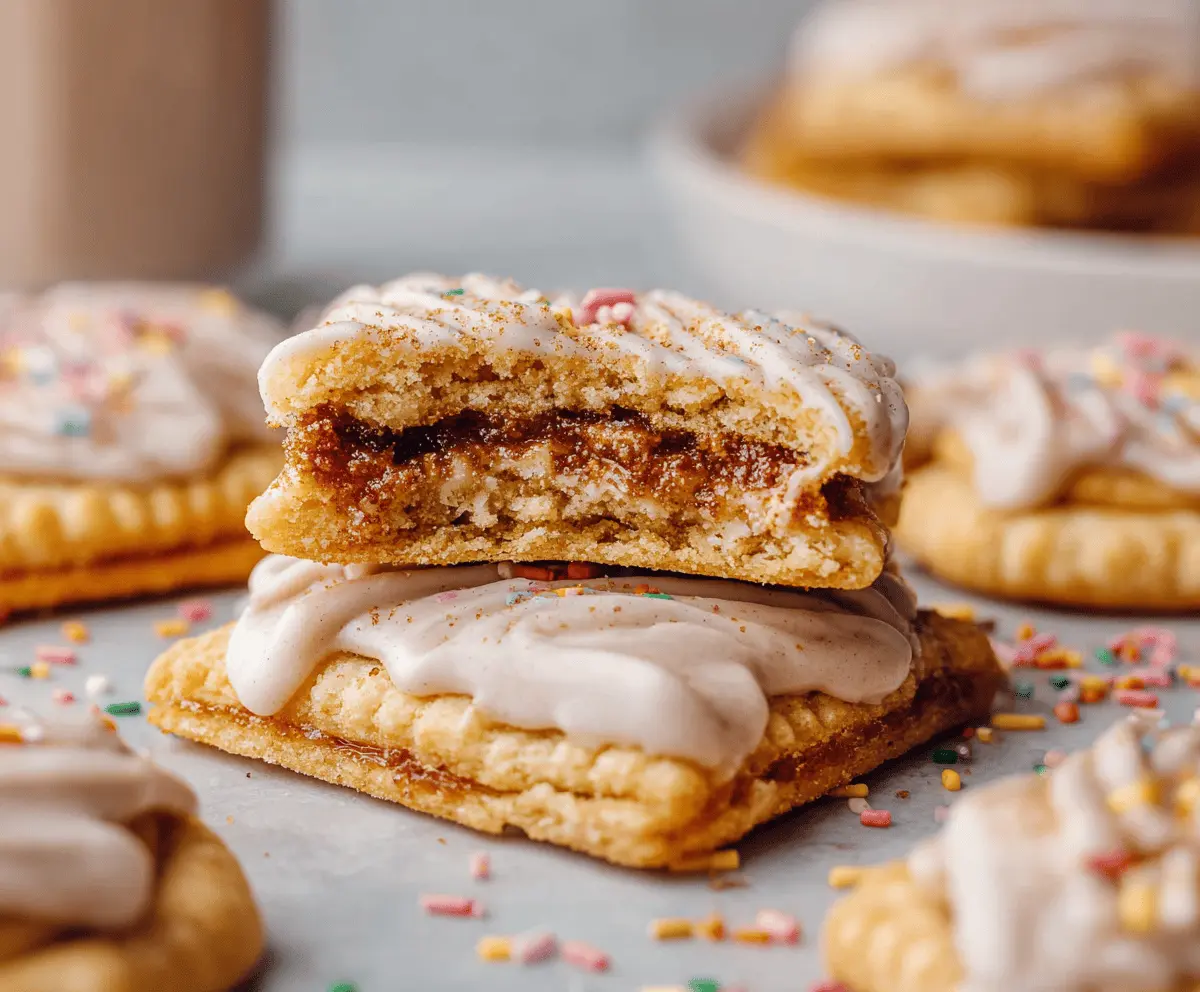 Delicious Brown Sugar Pop Tart Cookies with golden-brown crust and sweet brown sugar filling, perfect for a tasty snack or dessert.
