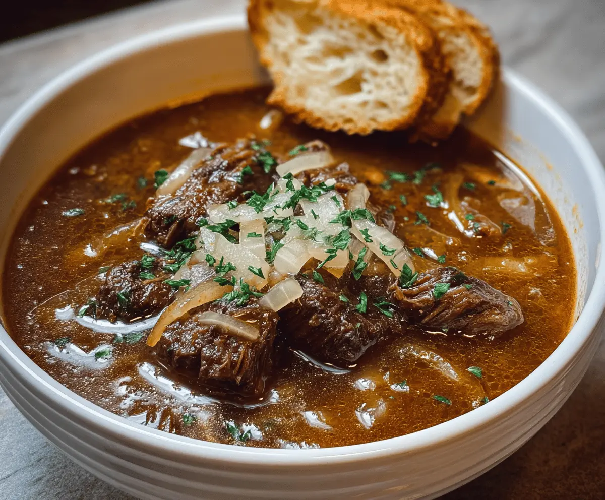 French Onion Beef Short Rib Soup