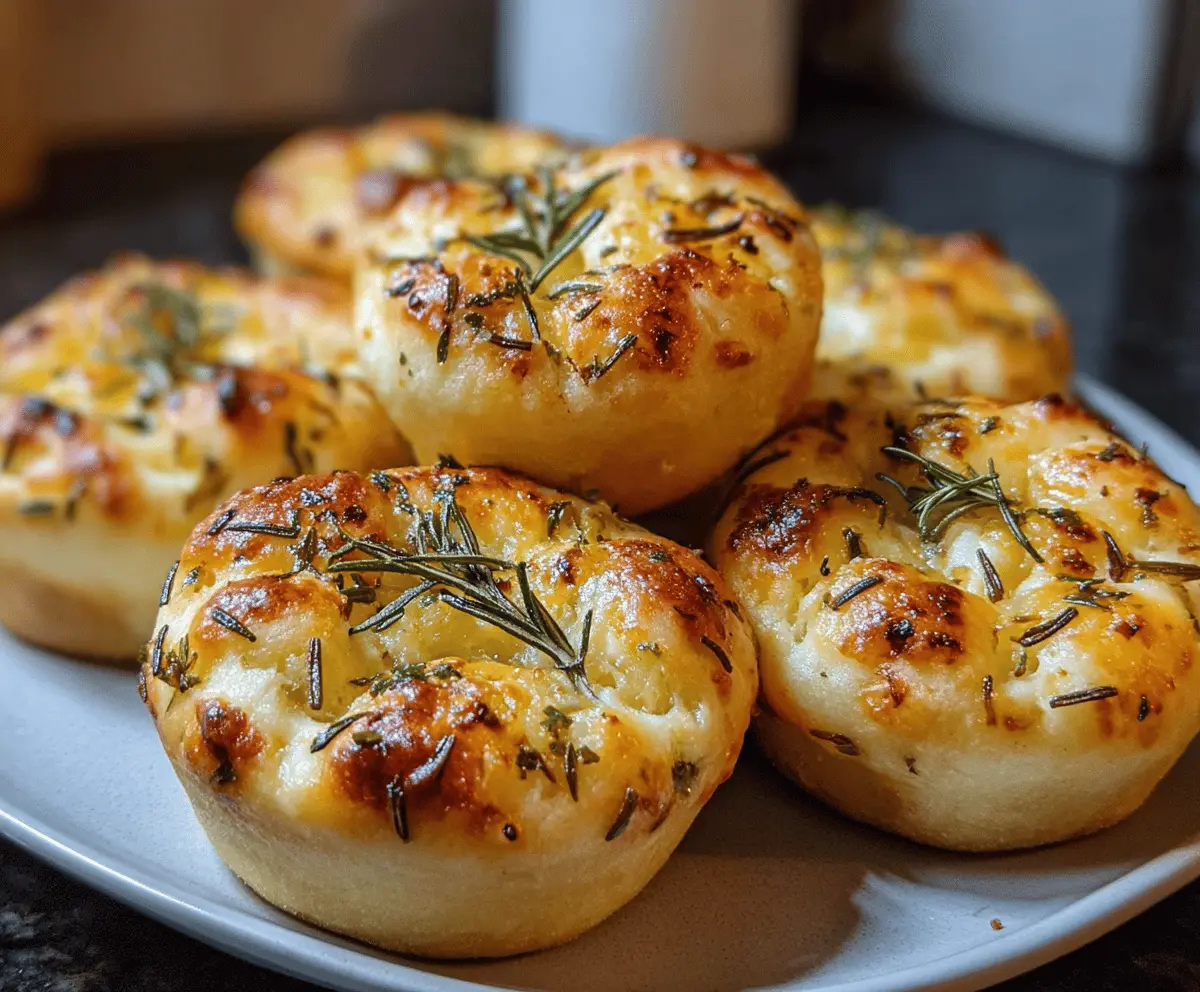 Golden Crust Garlic Rosemary Focaccia Muffins