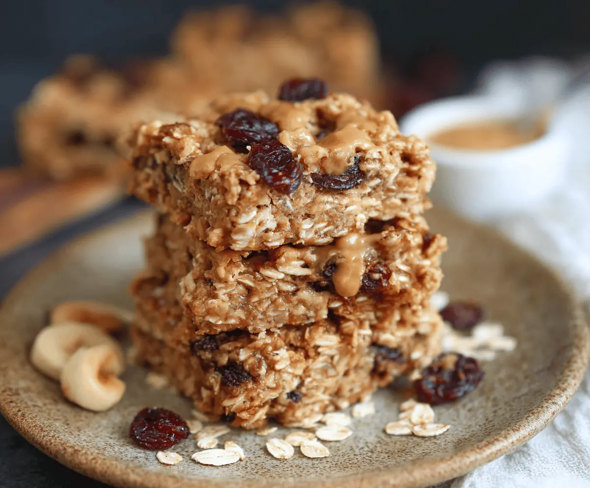 Delicious homemade healthy oatmeal bars on a plate, perfect for a nutritious breakfast or snack