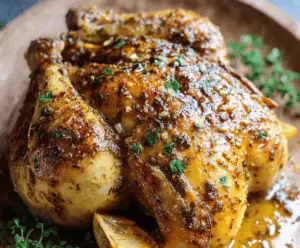 Juicy whole chicken seasoned with lemon-pepper and garlic, ready for roasting