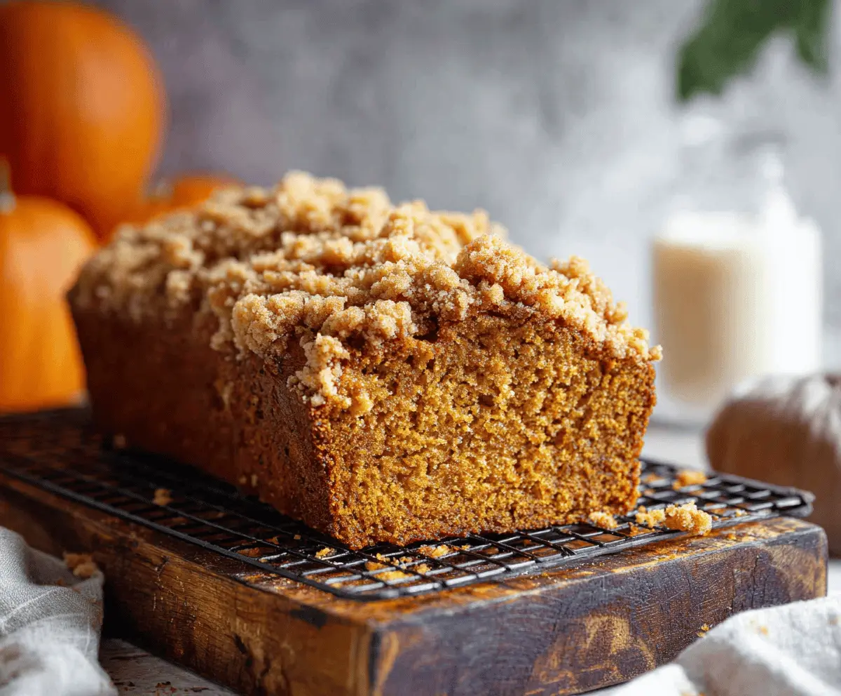 Pumpkin Bread with brown sugar streusel topping