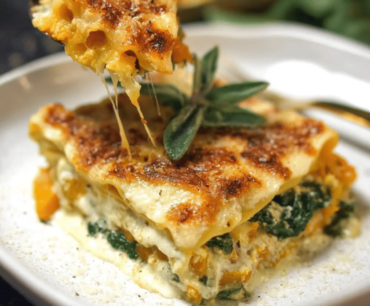 Roasted Butternut Squash & Spinach Lasagna