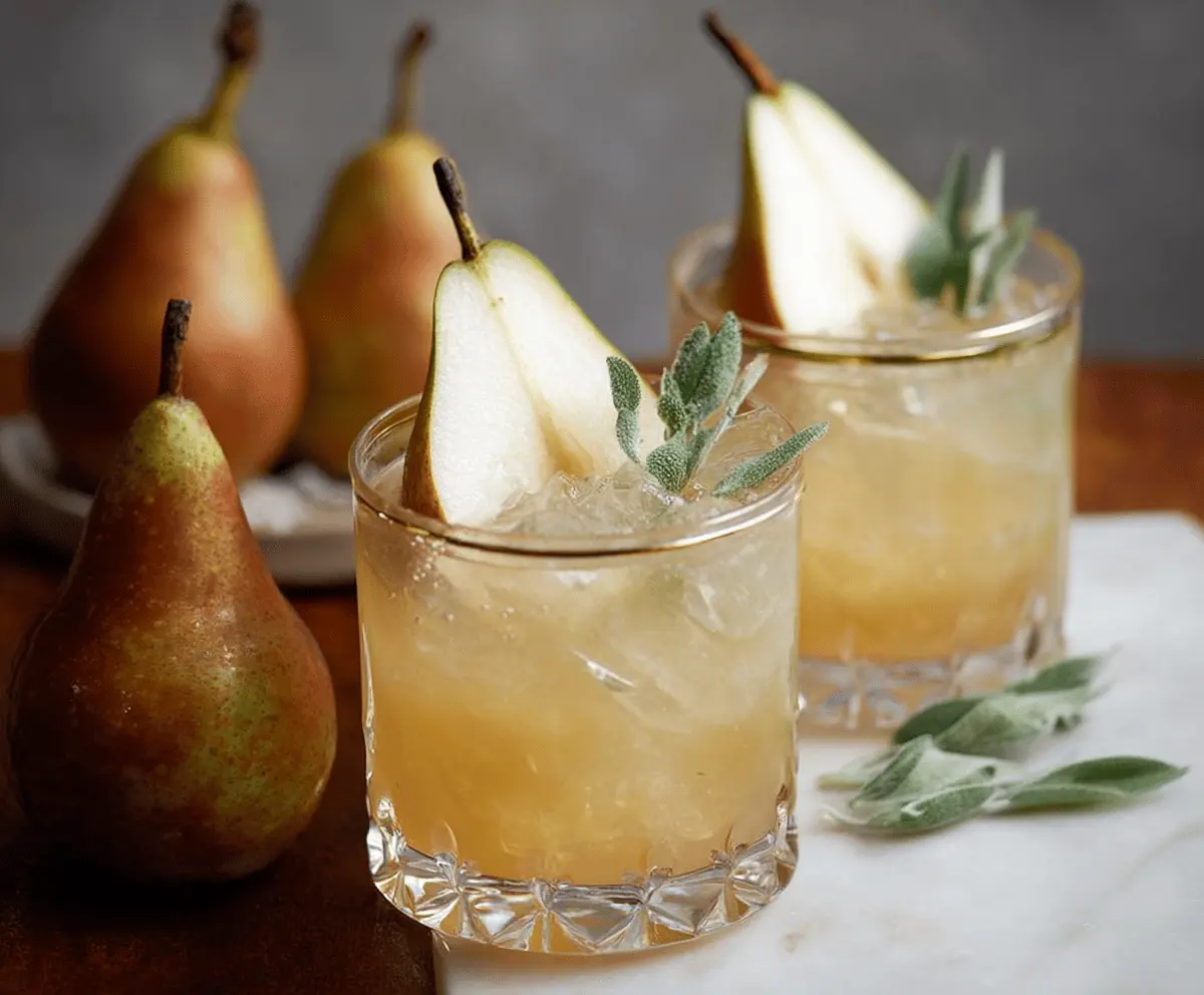 Thanksgiving bourbon pear spritzers