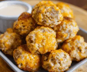 Delicious Bisquick sausage balls made with 3 simple ingredients, perfect for snacks or parties.
