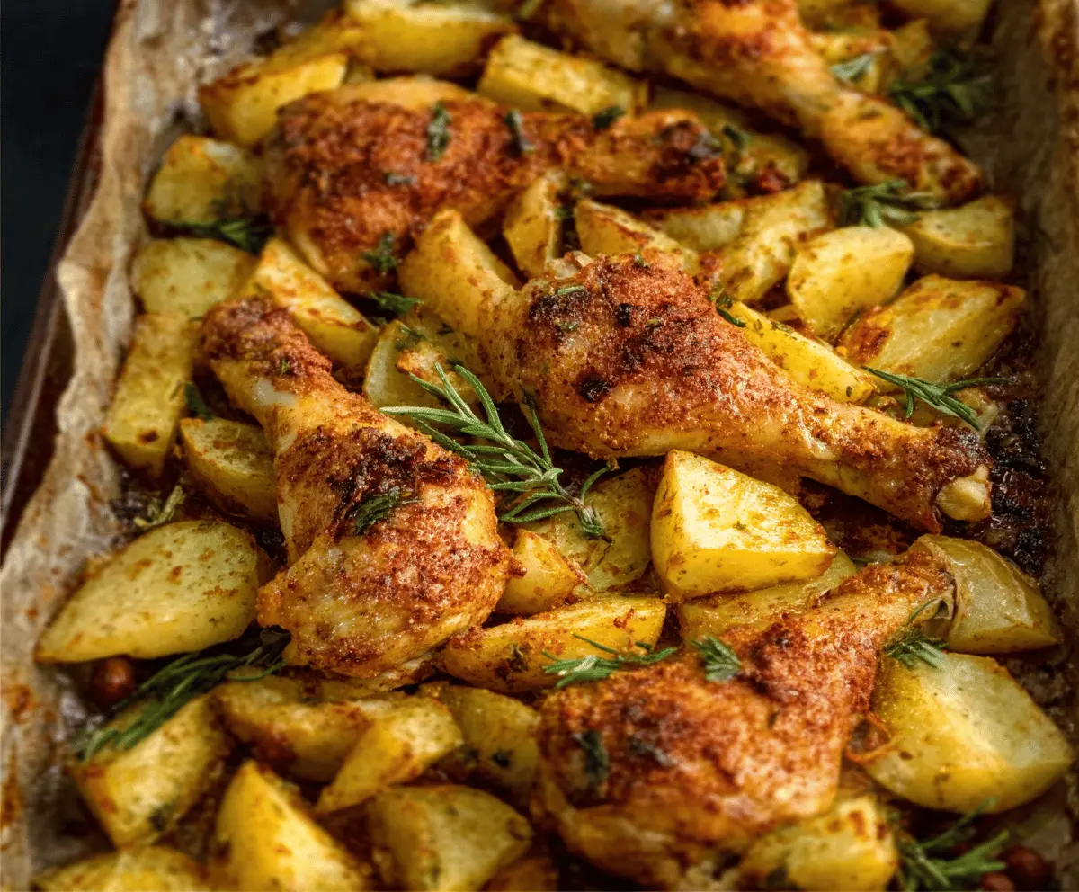 Oven Baked Chicken Legs with Potatoes