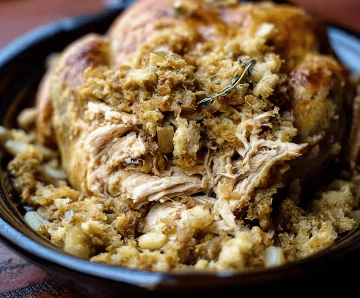 Slow Cooker Whole Chicken with Stuffing