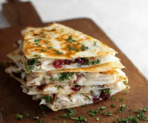 Delicious homemade turkey quesadilla with melted cheese and fresh ingredients